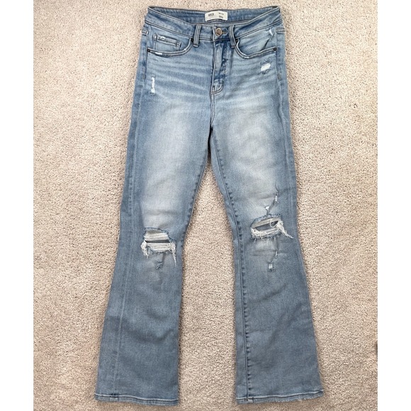 BKE Denim - BKE Billie High Rise Bootcut Jeans Womens 28 Light Wash Distressed Slim Fit